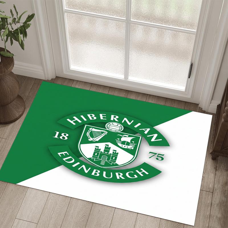 Hibernian FC Design Crystal Velvet Carpet Cozy Non?Slip Printed Rug For Bedroom Living Room Entrance