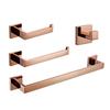 Brushed Rose Gold 304 Stainless Steel Bathroom Set: Towel Rack, Towel Ring, Paper Towel Holder, Hook.