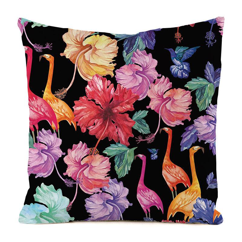 Nordic tropical style flowers Digital printing short plush pillow covers for car sofa office cushion cover home goods