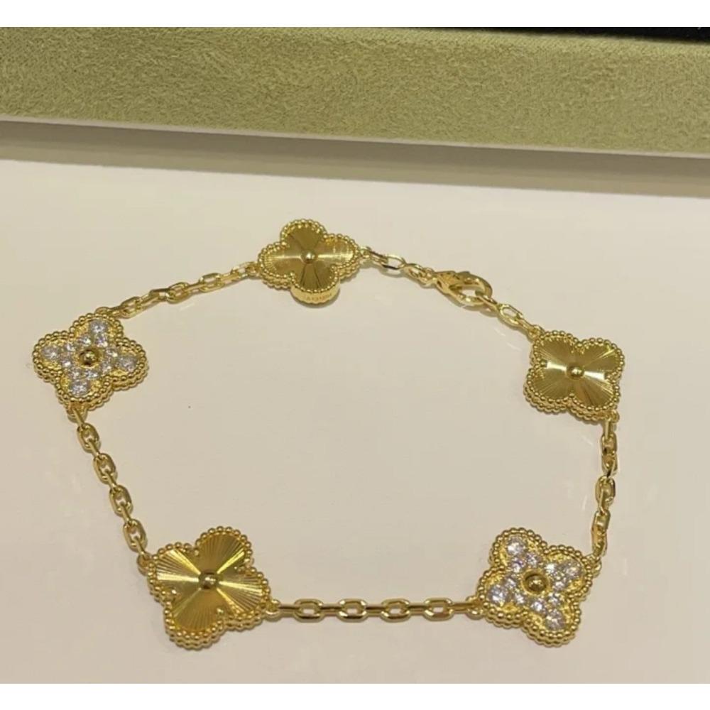 Clover Bracelet CNC Buckle Thick Chain Rose Gold Red Agate Black Agate Lucky Bracelet for Women