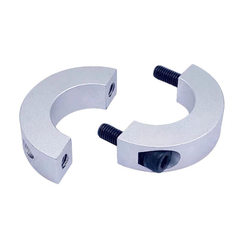 Shaft Clamp For Fanatec Base, featuring aluminum alloy material, CNC machining process, and anodized coloring.