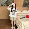 Kids' Summer Cartoon Pajama Set - Short Sleeve & Shorts for Girls