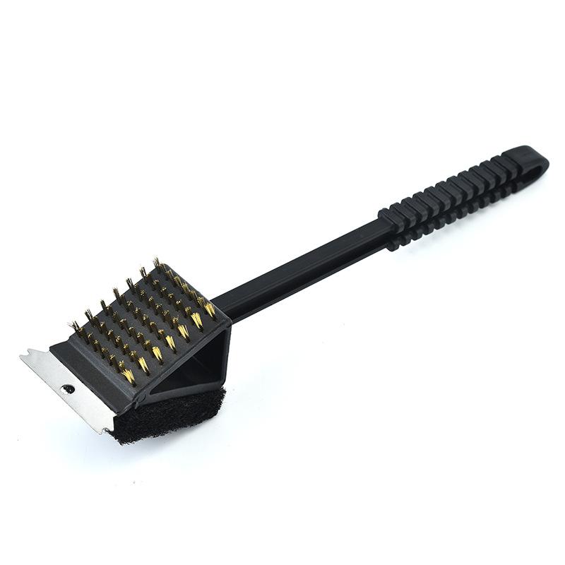 

3 в 1 проволочная щетка для барбекю, гриль для барбекю, чистка духовки, щетка для барбекю, медная проволока, губка, лопата, длинная ручка, щетка для чистки