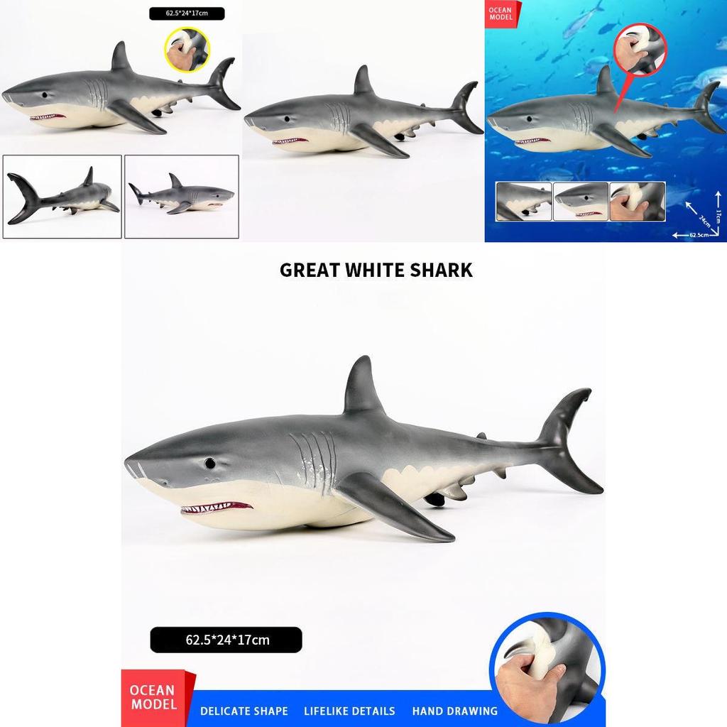 62.5cm Large Size Megalodon Great White Shark Simulation Animal Model Toy For Kids