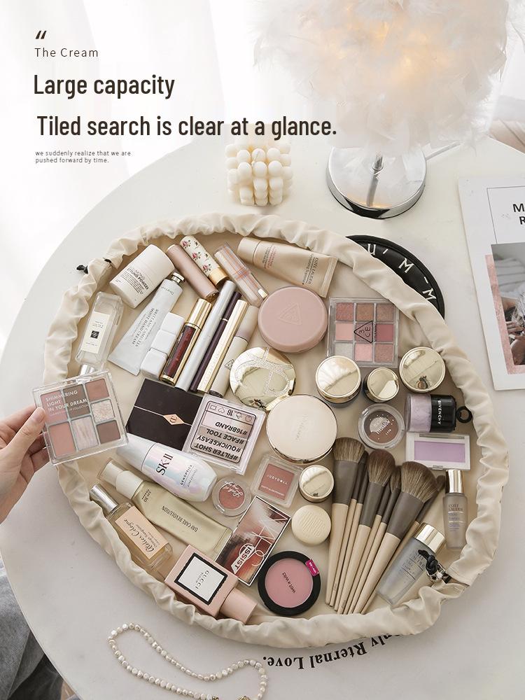 YT Women's Waterproof PU Drawstring Makeup Bag: Portable High-End Travel Toiletry Pouch