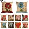 Retro Rose Pattern Linen Pillowcase Living Room Bedroom Sofa Cushion Cover Furniture Decorative Pillowcase 45*45Cm