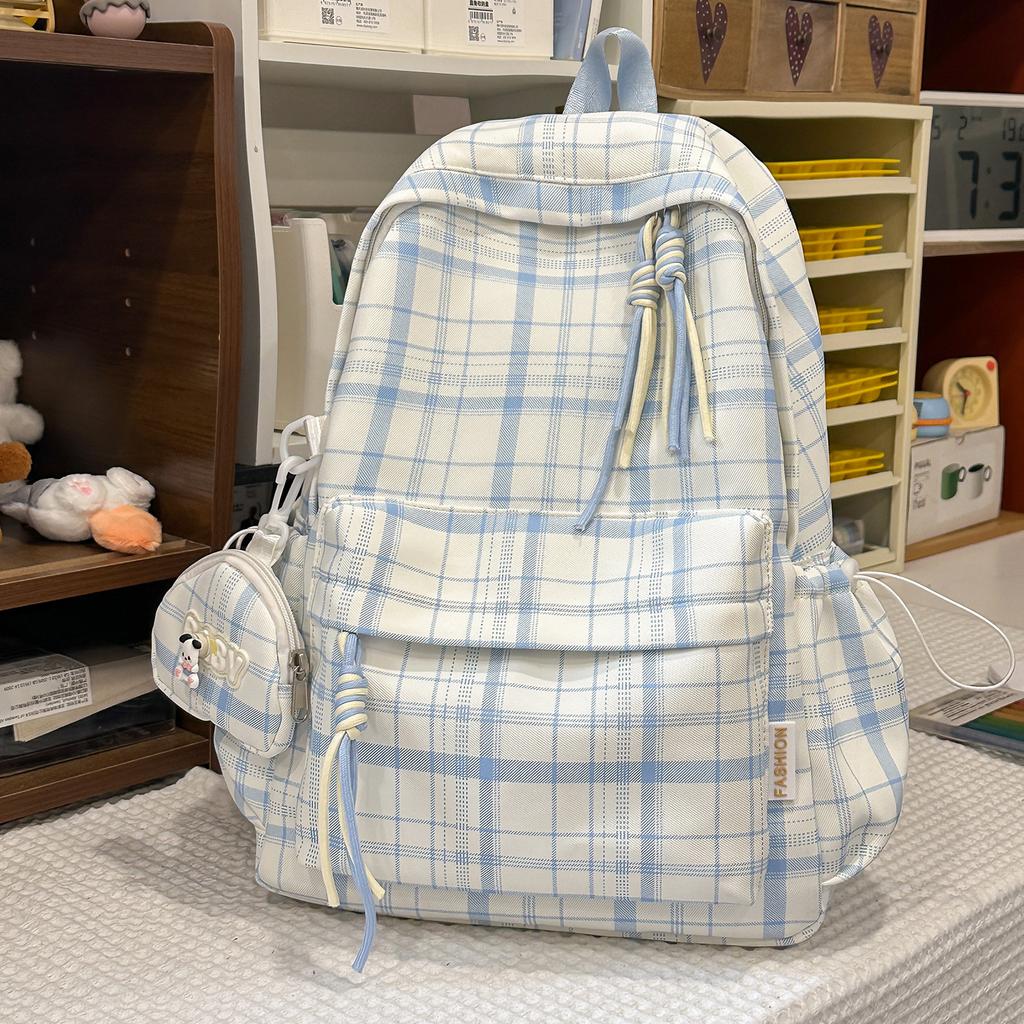 Zaino Estivo Vento Fresco Verde Menta a Quadretti Zaino Dolce Zaino Semplice da Viaggio Versatile Zaino per Scuola e Pendolari