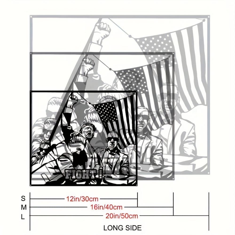 Exquisite Boho Metal Wall Art American Flag Custom Text Outdoor Patriotic Decor 30cm