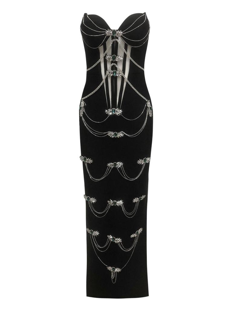 Luxurious Rhinestone-Embellished Strapless Evening Dress for Women – Elegant, Sexy, High-Elastic Bandage Design