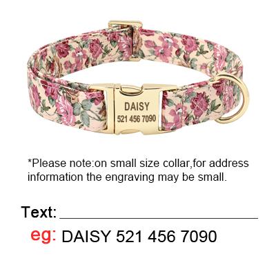 

Personalized Dog Collar And Leash Set Nylon Dog Collars Floral Printed Pet Walking Leash Customized ID Tag For Medium Large Dogs S