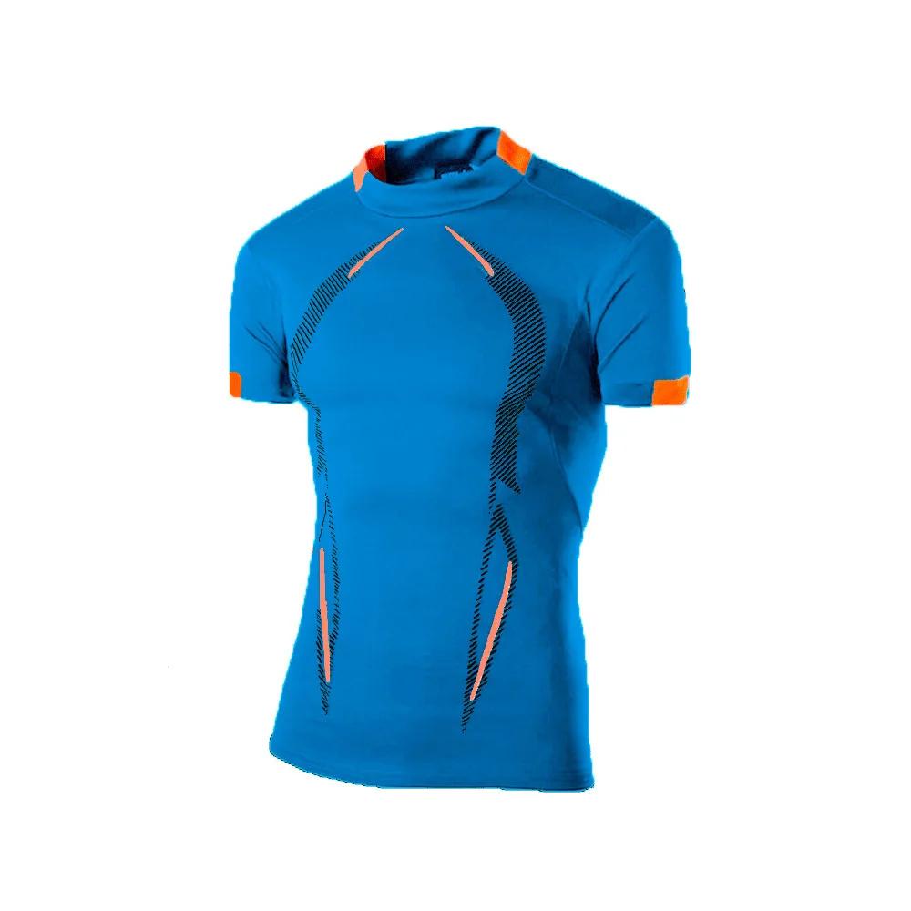 Men Casual Sports T-shirt Slim Fit Gym Sport Quick Dry Breathable Comfortable Outdoor Running Contrast Color Print Tee