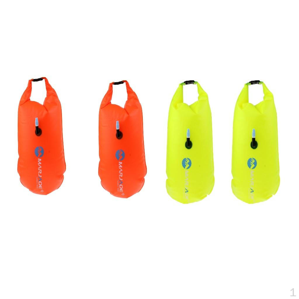 4pcs High Visibility Inflatable Swim Buoy Tow Float Dry Bag for Wild and Swimming Kayaking Fishing