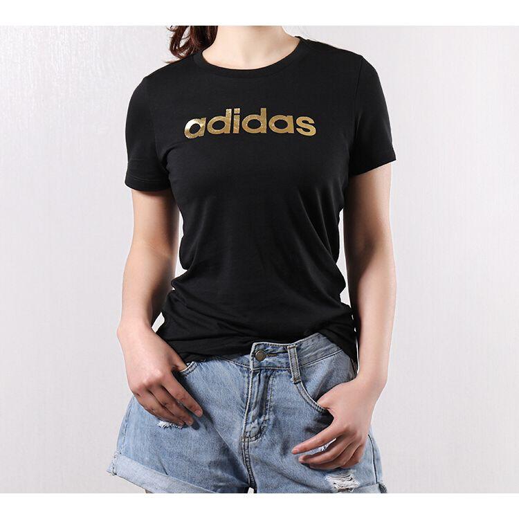 Adidas Originální bavlněné prodyšné tričko s krátkým rukávem Originals Trefoil Gold Label Dámské topy Černé EC4746