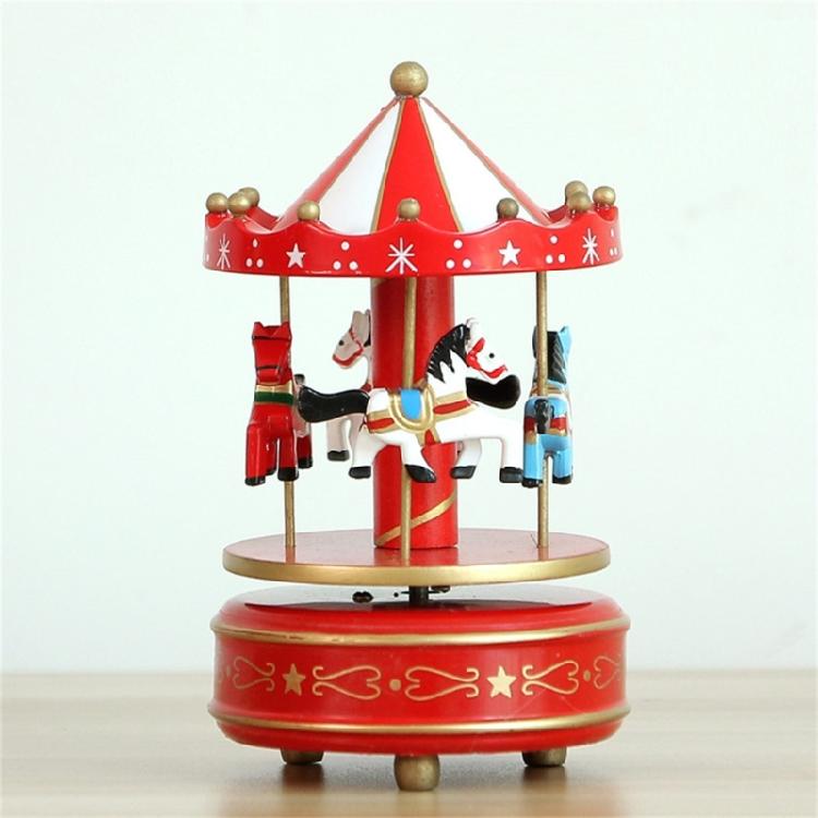 Hand Cranked Christmas Musical Carousels Box Ornament Wind Up Mechanism Music Box Ideal Gift Holiday Festives Decoration