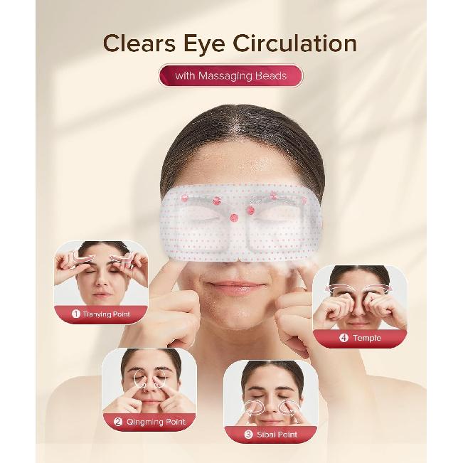 

3D Самонагревающаяся маска для глаз при сухости глаз со 100+ мягкими бусинами, Паровая маска для глаз для сна, релаксации, одноразовая, спа, дорожные подарки для женщин, мужчин 14