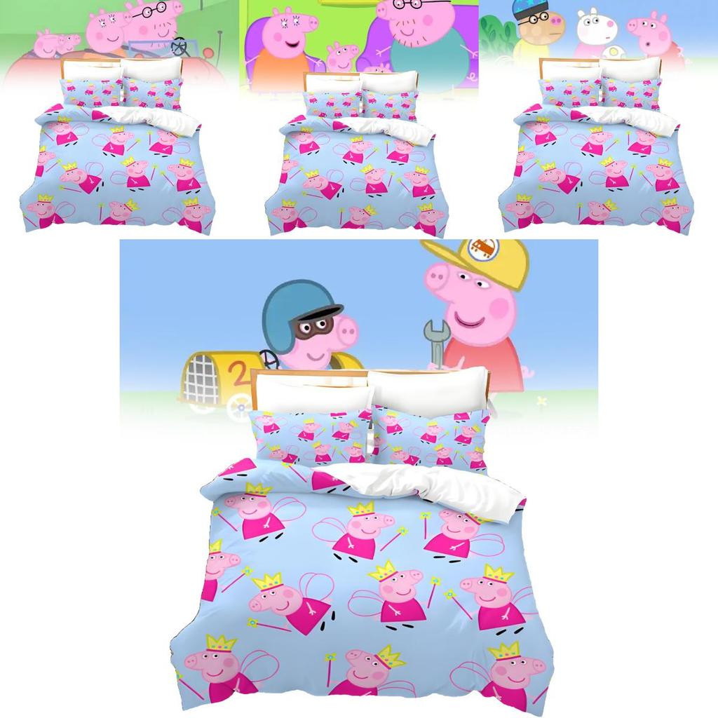 Peppa Pig Cartoon Set With Reactive Printing For Kids Bedroom Decor And Gift