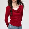 Frühling Herbst Fake Zweiteiler Spitze Patchwork Slim Tee Damen Rollkragen All-Match Pullover T-Shirt Langarm Oberteil