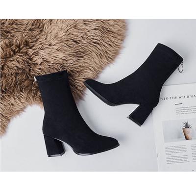 Women's Boots Pointed Elastic Thin Boots Autumn and Winter New Korean Fashion Boots Medium Short Boots Shoes for Women Zapatos