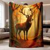 2026 Neue Flanelldecke Veröffentlichung - Eine Luxuriöse Ultra-Weiche Ganzjahres-Kuscheldecke Mit Einem Eleganten Hirsch in Einem Herbstwald, Mit Einem Warmbraunen Hirsch Und F