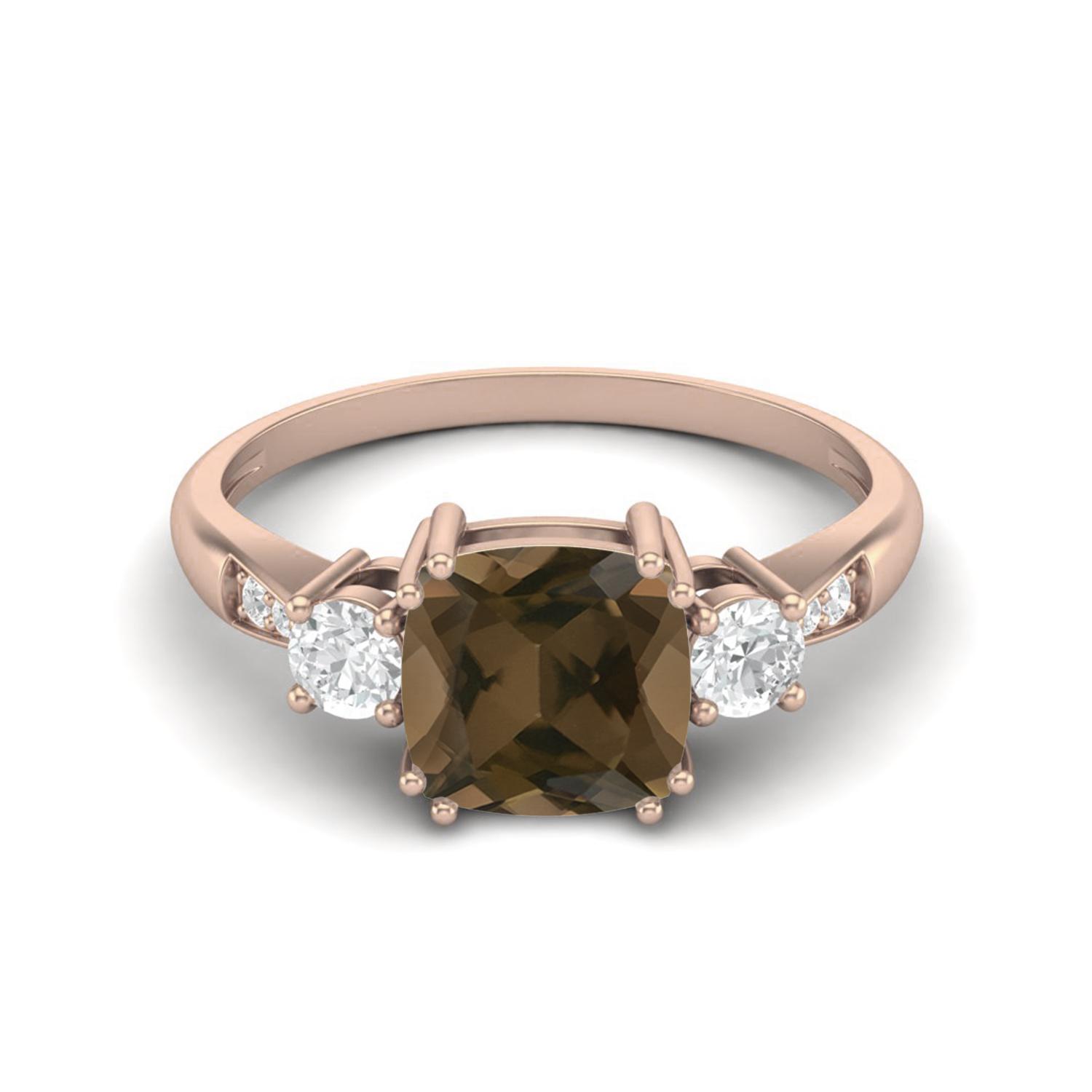 7mm Cushion Smoky Quartz 925 Sterling
