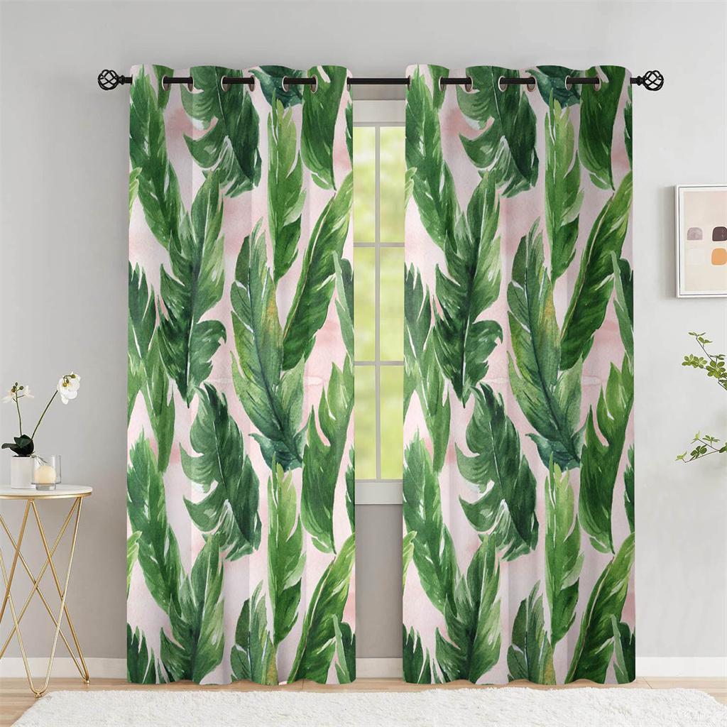 Summer Tropical Leaf Shade Curtains Deluxe Living Room Bedroom Home Decoration Palm Leaf Banana Leaf Curtains