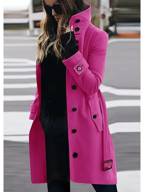 Cappotto di lana da donna taglie forti Autunno/Inverno 2024 a bottoni multipli, monopetto, con colletto a bottone
