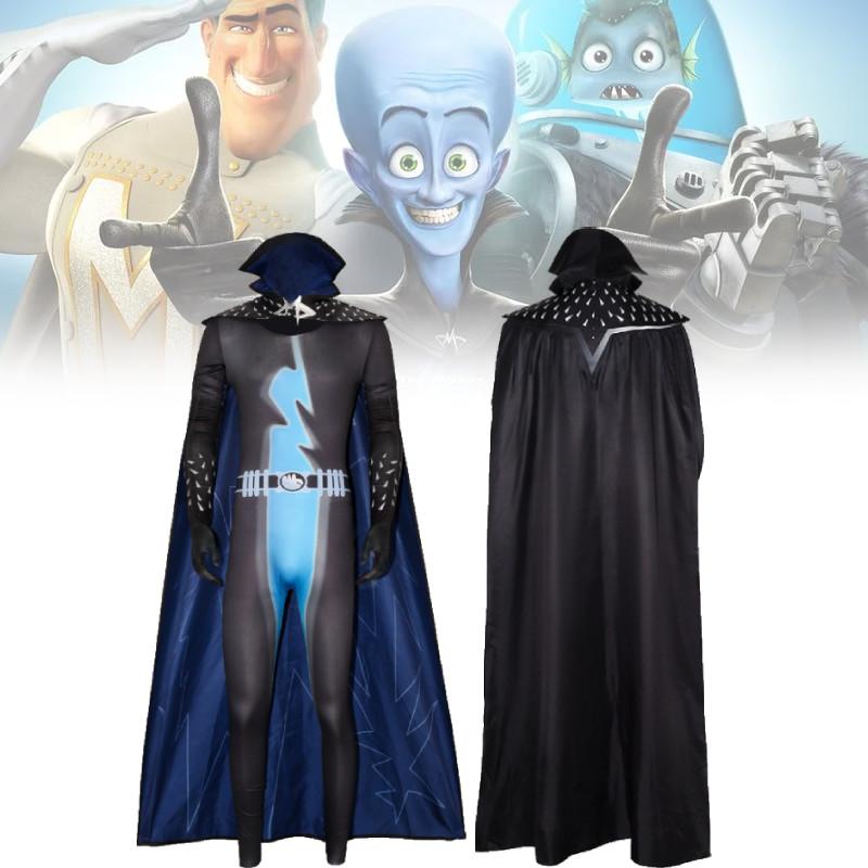Megamind-Plüschkostüm für Superschurken-Cosplay aus kuscheligem Chenille-Stoff mit niedlichem Design. Erhältlich in verschiedenen Größen von S bis XXL.