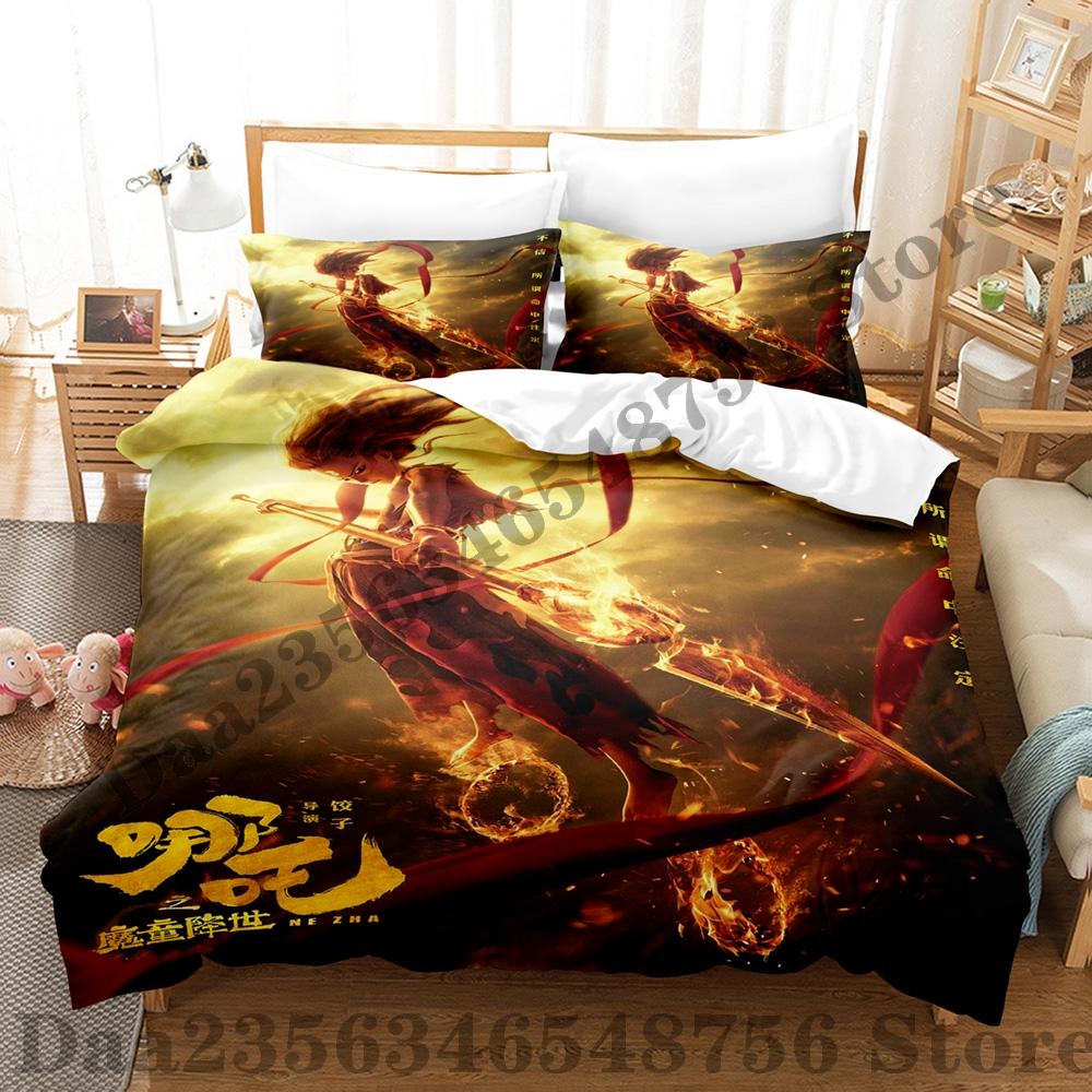 2025 Ne Zha 2 Bedding Set Single Twin Full Queen King Size Bed Set Adult Kid Bedroom Duvetcover Sets Anime Bed Sheet Set