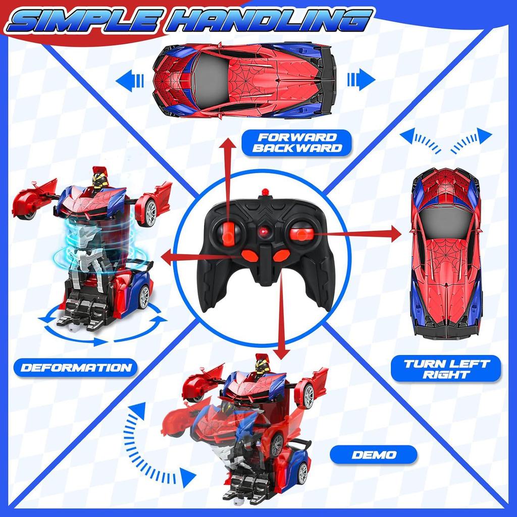 2.4G Remote Control Spider Transformer Car: Rechargeable Electric Racing & Climbing Off-Road Vehicle for Kids
