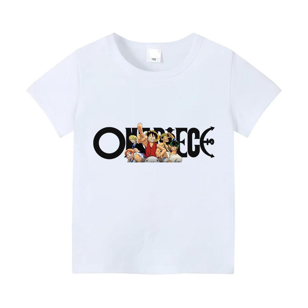 

One Piece Luffy Unisex Pure Cotton Tshirt 2026 Summer Hot Harajuku Anime Round Neck Loose Casual Parentchild Short Sleeved Top S