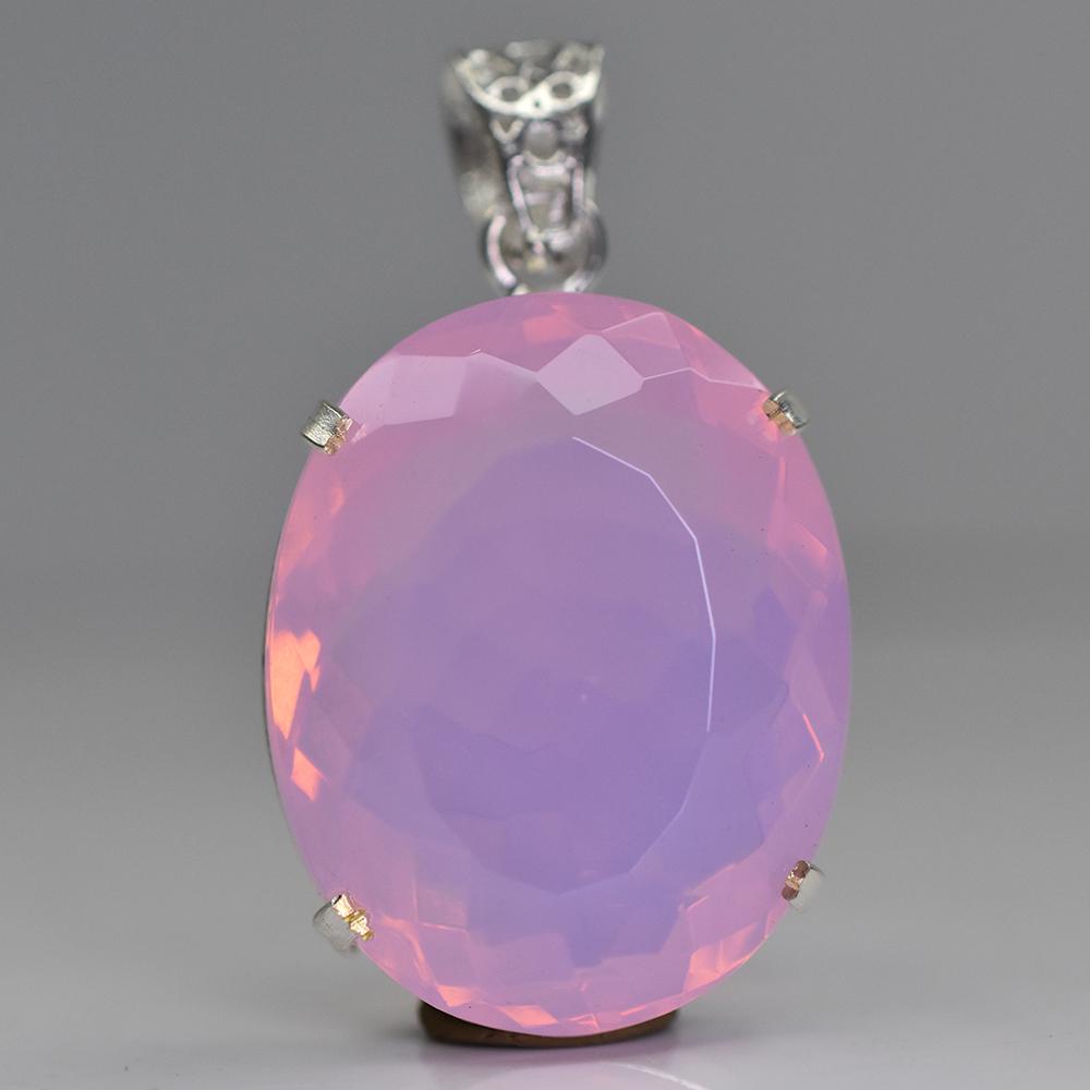 

Natura Pink Opal 81 Ct Oval Cut Certified 925 Starling Silver Pendant Rare Gems M.PD-58-NS 43.9 mm approx рожевий