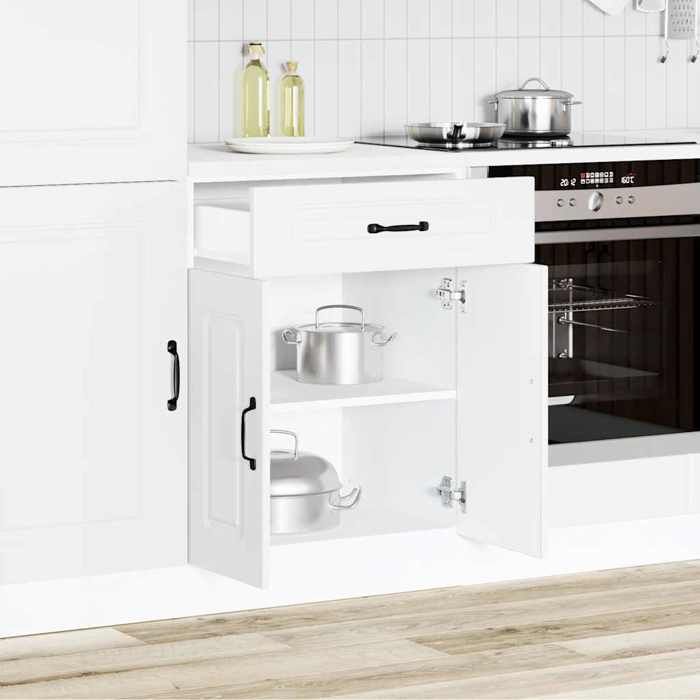 VidaXL Kitchen Cabinet Kalmar White Engineered Wood, Base Cabinet for Sink, Base Kitchen Cabinet with Drawer, Base Cabinet 853487