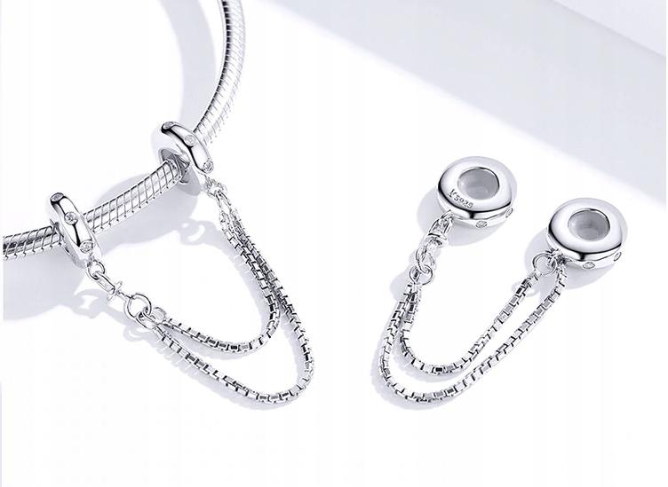 Charms Chain 925 Security Double Cubic Zirconia Beads Crystal