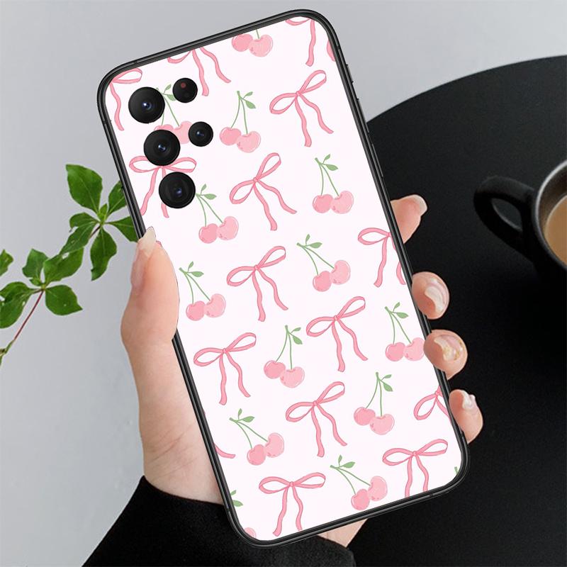 Pink Bow Aesthetic Coequtte Funda Phone Case For Samsung Galaxy S26 S25 S24 S23 S22 Ultra S23 S22 S25 Plus S24 FE S26Edge