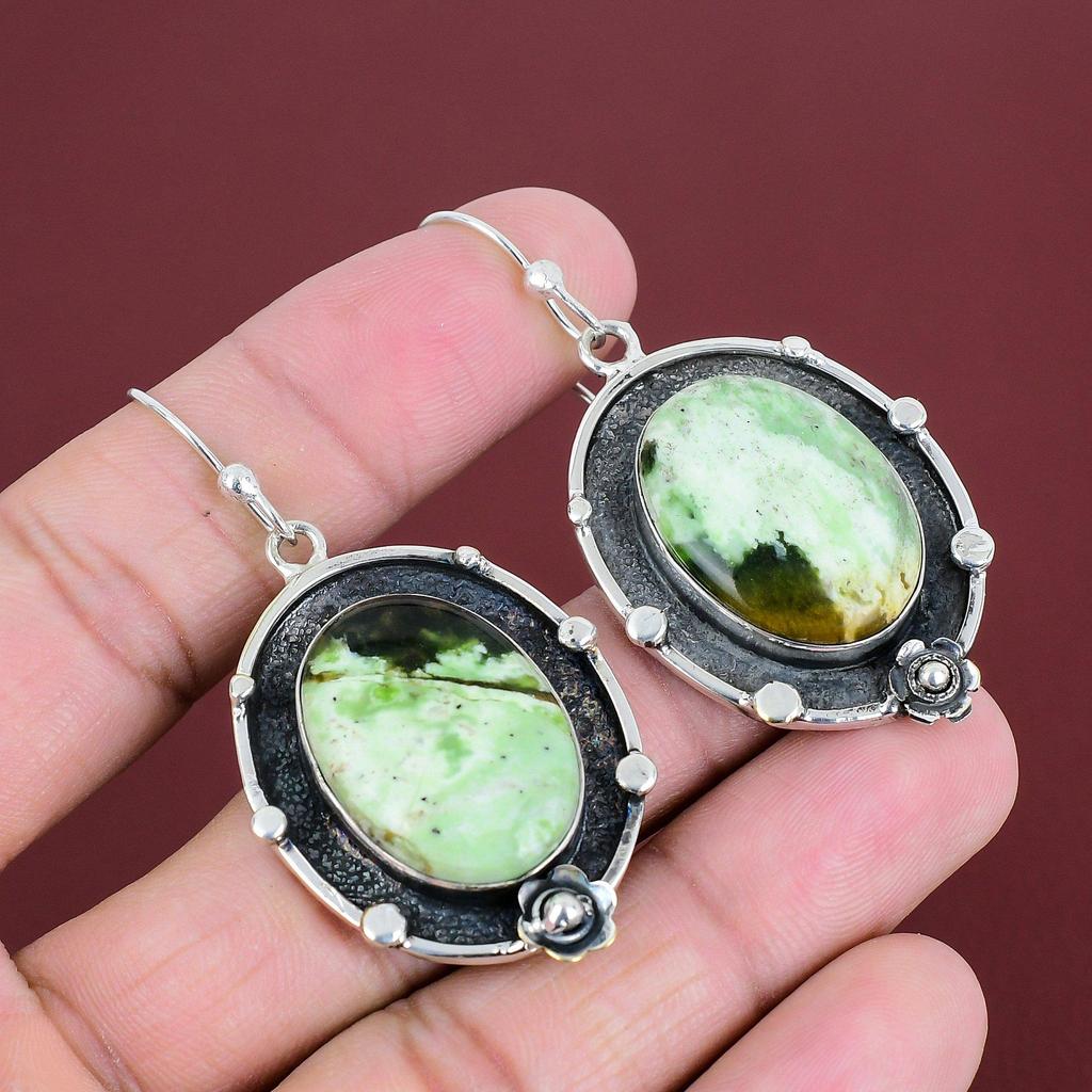 Australian Chrome Chalcedony Earring 925 Sterling Silver Earrings Gemstone Earring Handmade Jewelry Healing Stone Earring Gifts For Mother