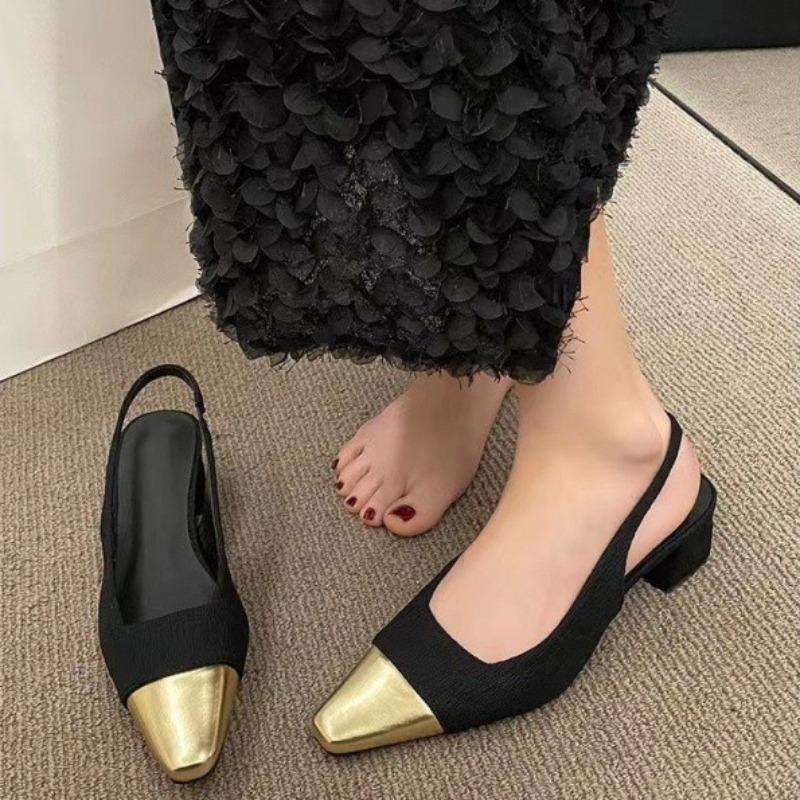 Women Shoes French Single Shoes Designer Metal Toe Banquet Dress Shoe Summer Backless Sandals for Women Mary Jane Sandal
