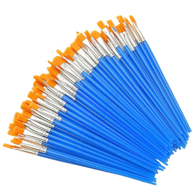 

I m so happy flat brush paintbrush watercolor painting oil acrylic paints disposable plastic model art supplies coating large capacity 80 pieces