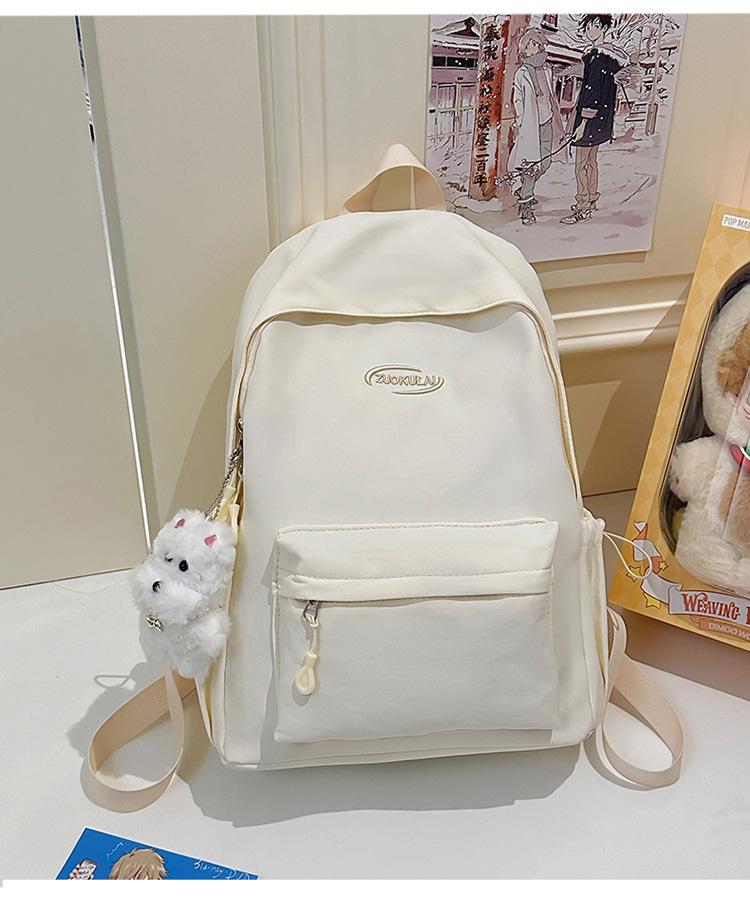 School bag 2025 new solid color ins wind backpack Korean version versatile high-value backpack simple large-capacity student school bag