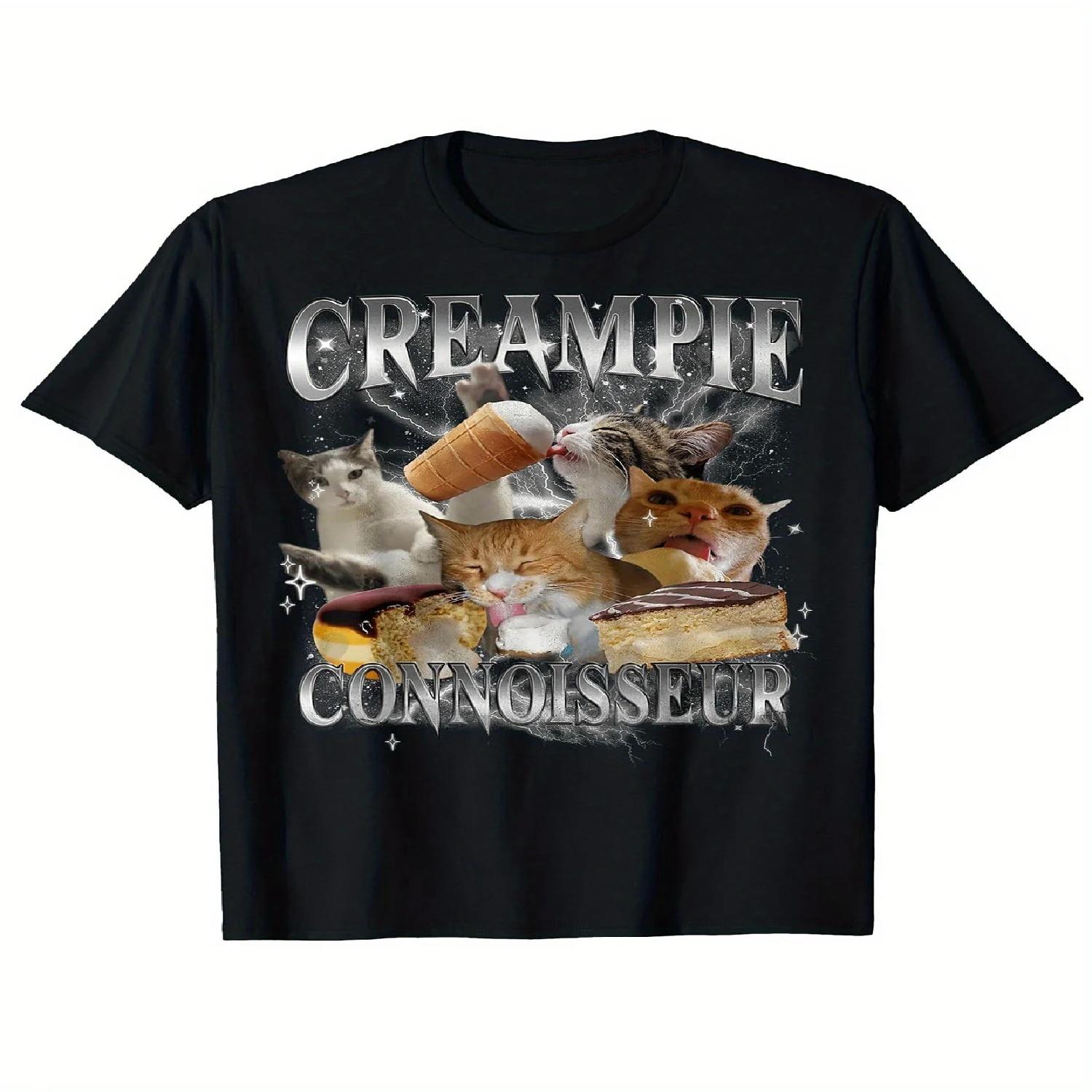 Sense of design-Men s 100% Cotton Black T-Shirt - Funny _Creampie Connoisseur_ XXXXL