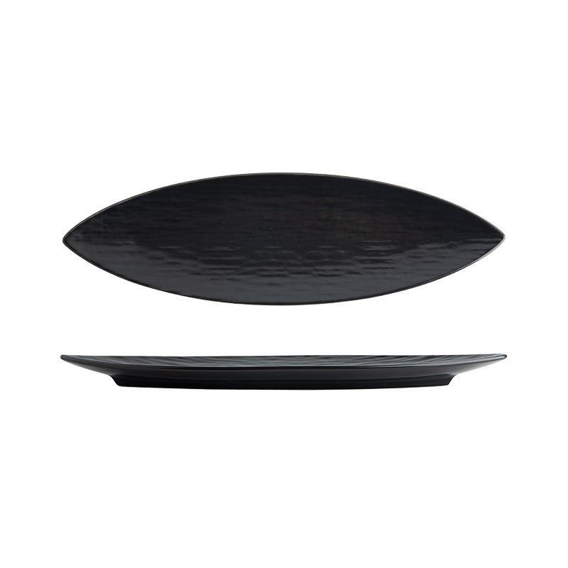 Long Japanese Leaf Plate, Sashimi Snack Sushi Plate, Commercial Ceramic Long Platter, Restaurant and Hotel Cooking Cutlery