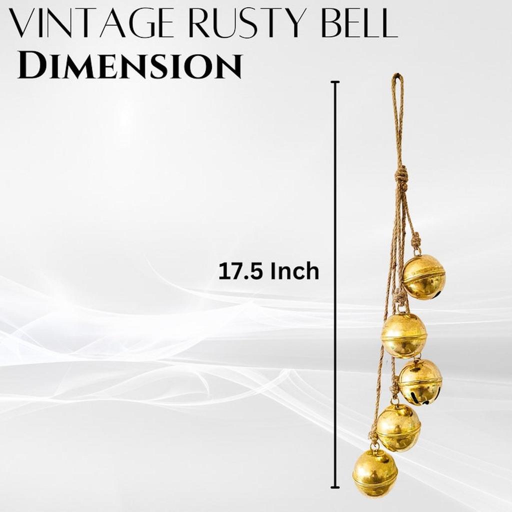 Brass Shining Jingle Bell Cluster Set of 5 Bells Handmade Metal Harmony Hanging Cow Bells Hanging Bells Lucky Christmas Tree Decoration