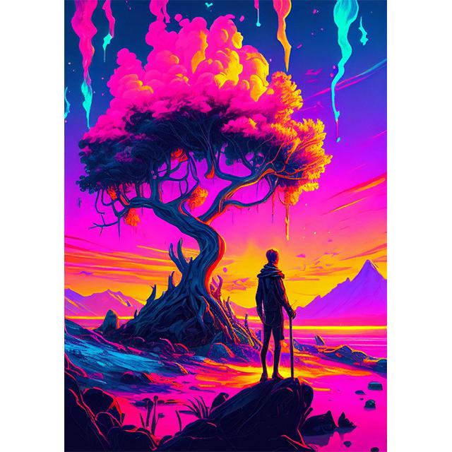 Abstraktes Neon Tier Pink Lila Drucke Poster Leinwand Malerei HD Modernes Wandkunst Bild für Spielzimmer Schlafzimmer Heimdekoration