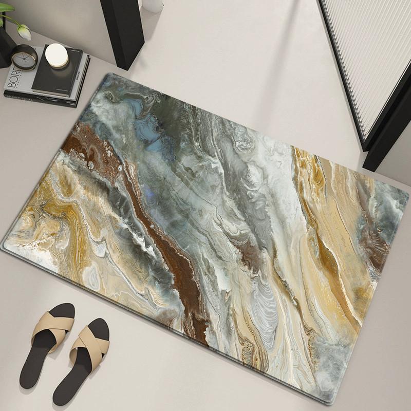 Marble Print Bathroom Mats Super Soft Absorbent Non-slip Toilet Foot Mat Bedroom Bedside Rug Indoor Doormat