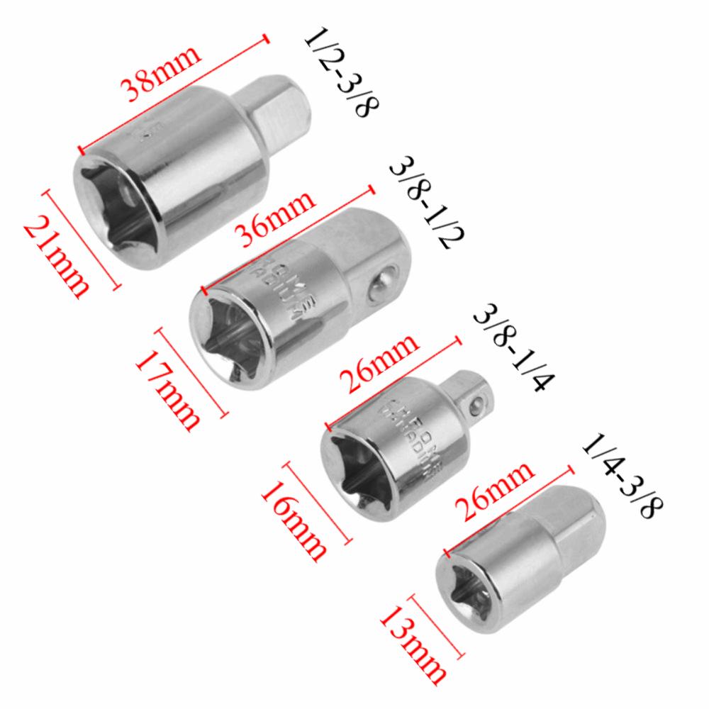 Conversion 1/4" 3/8" 1/2" Drive Adapter Set 4 PCS SAE Reducer Set Full Polished Ratchet Adapter Automotive Maintenance