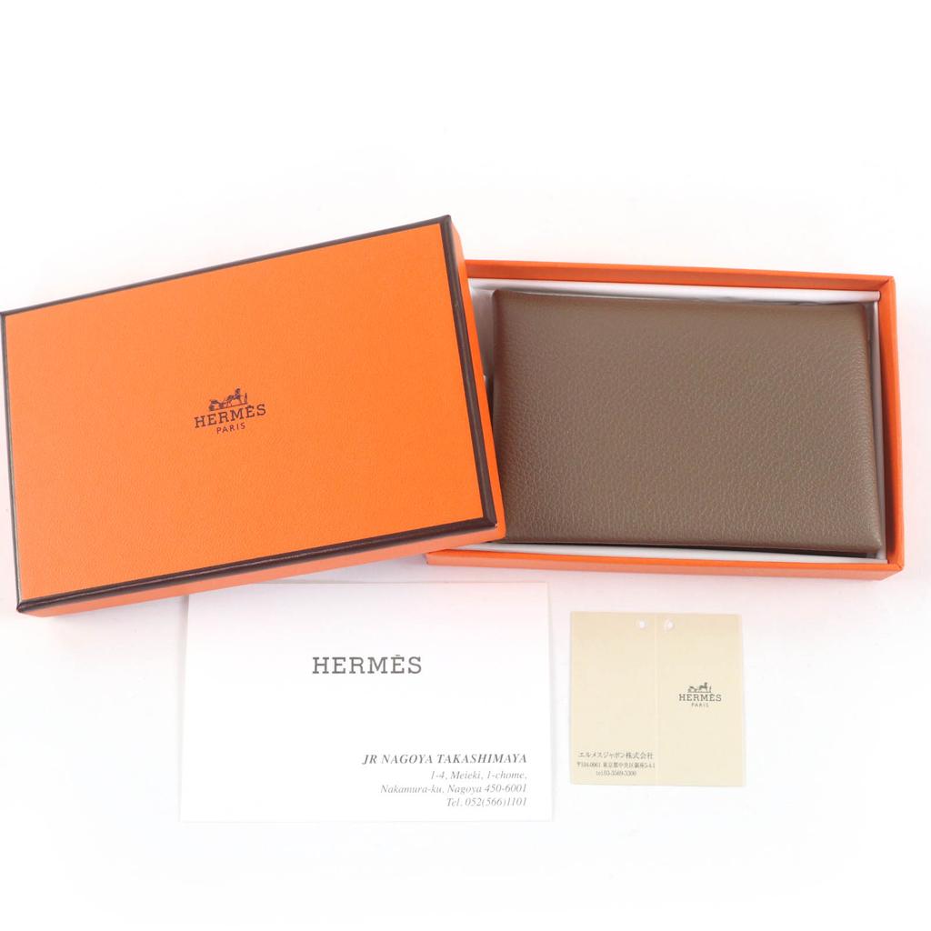 Pristine HERMES Coin Case Calvi Duo Card Case Evercolor Leather Women Used