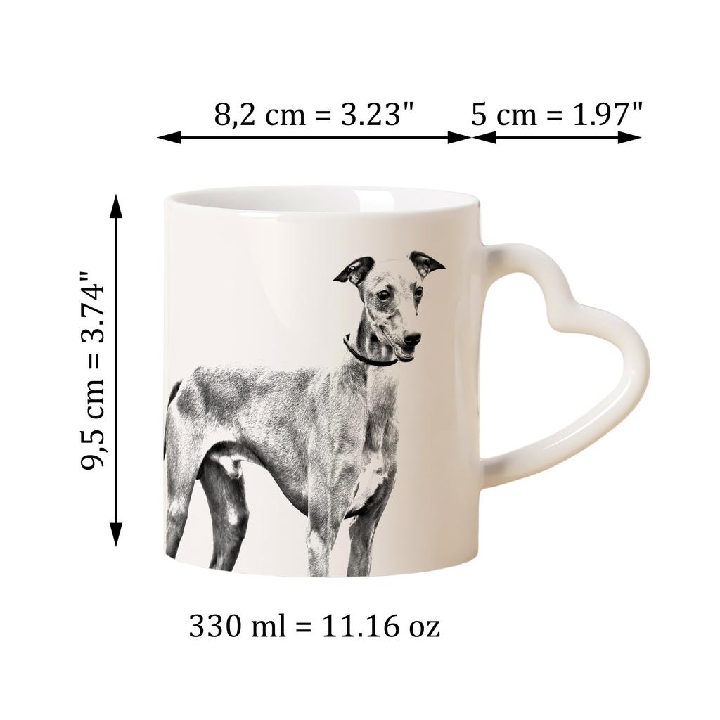 Azawakh, Tuareg Sloughi - cup with a dog, adorable cup with a heart-shaped handle, universal gift from the Art-Dog brand