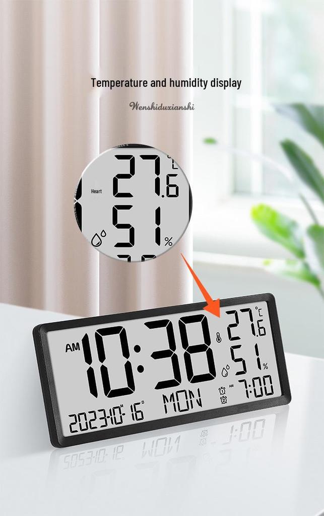 Creative Multifunctional LCD Wall Clock – Modern Large Screen Alarm Clock for Living Room