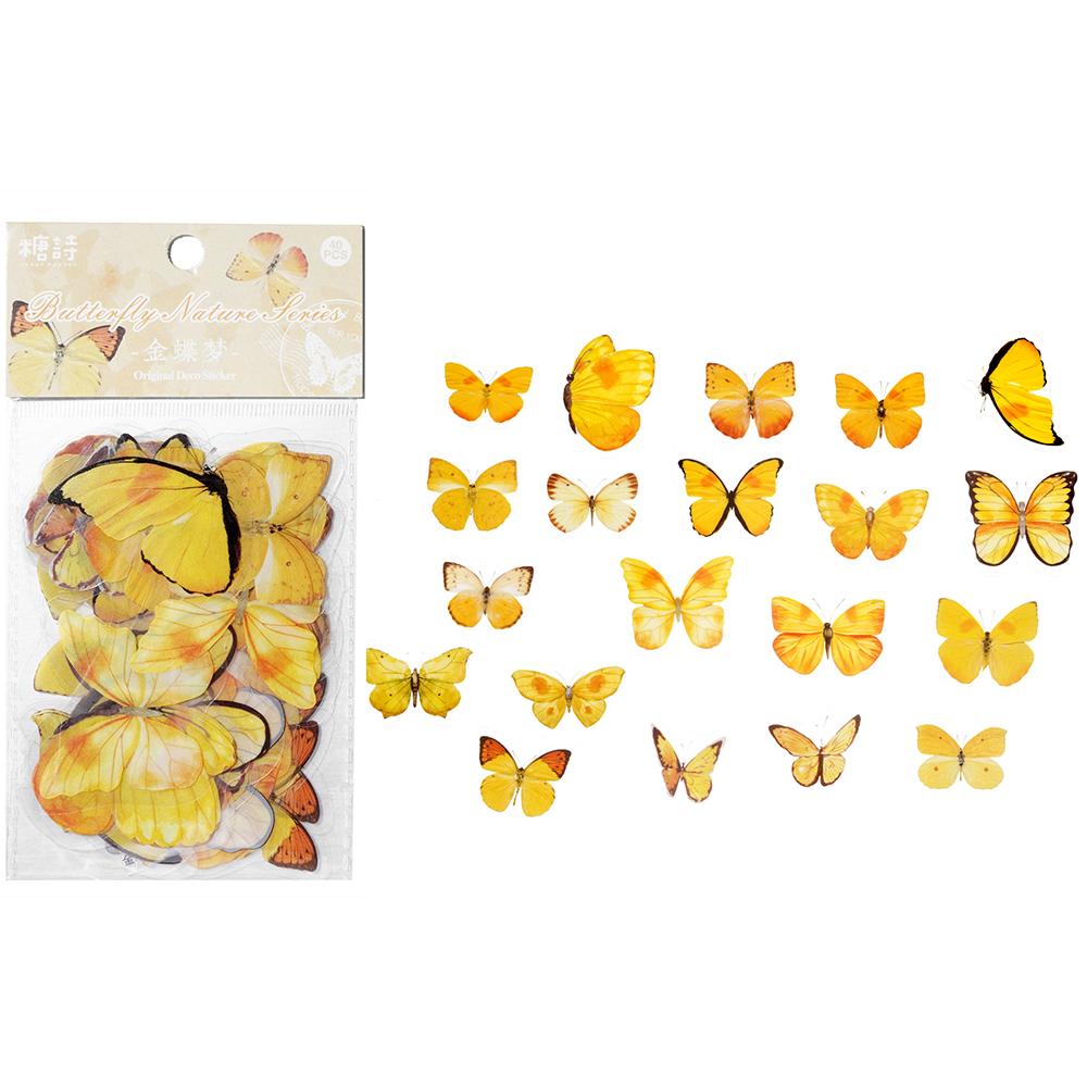 40Pcs/Bag Colorful Butterfly Stickers PET Transparent Decorative Epoxy Resin Fillings for DIY Epoxy Resin Crafts Book Decor