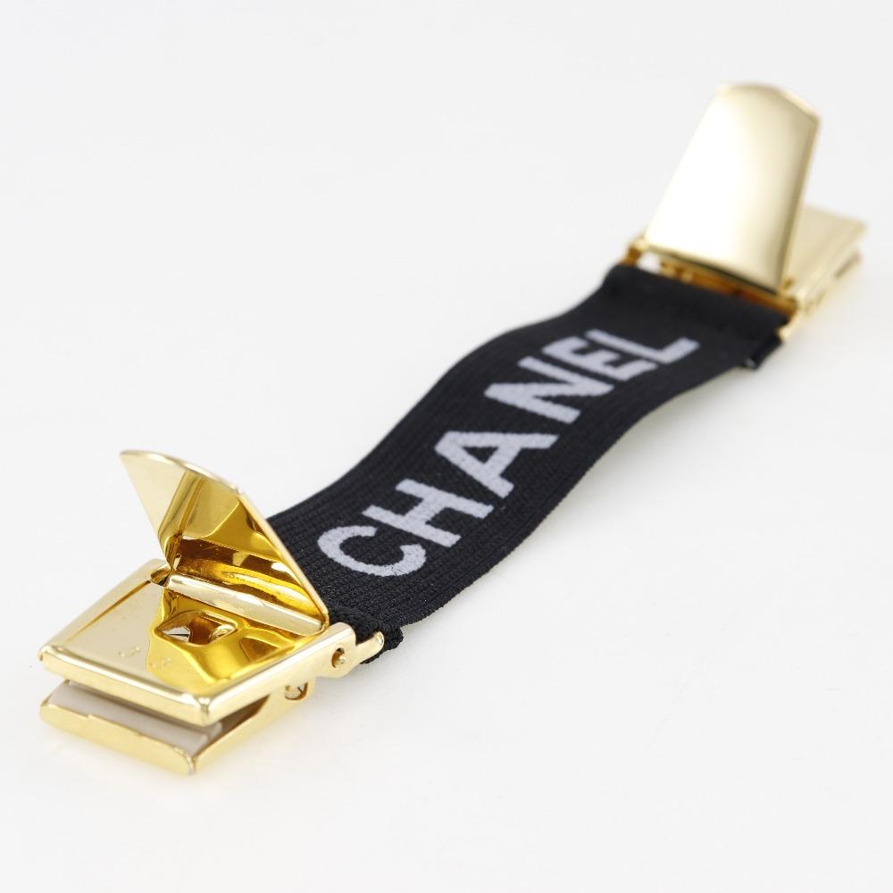 Chanel Arm Band Other Miscellaneous Goods Clip Logo Black Rubber/Plated Gold Women Used