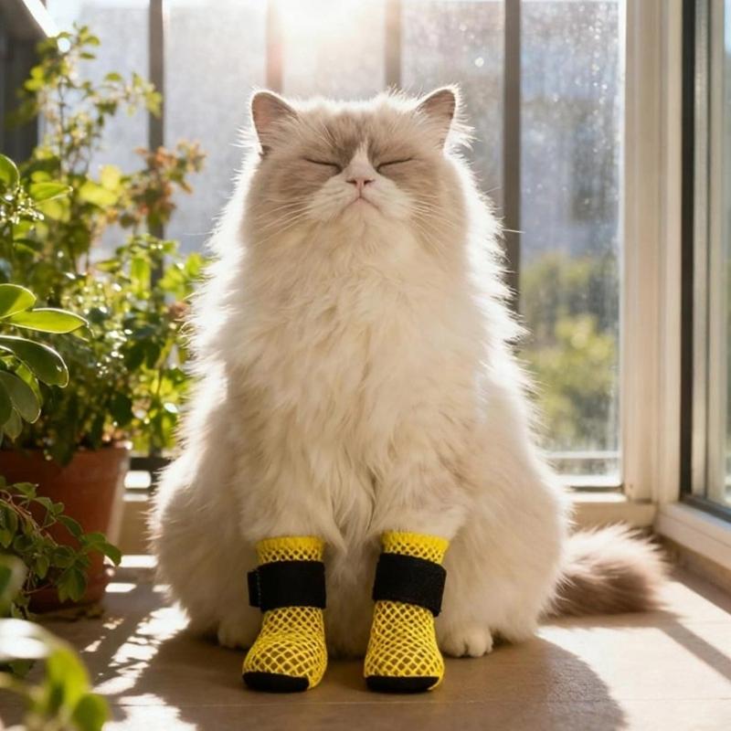 2 Pair Dog Socks Protective Thick Grip Dogs Feet Cover Socks with Adjustable Sticker for Outdoor Prevents Sliding